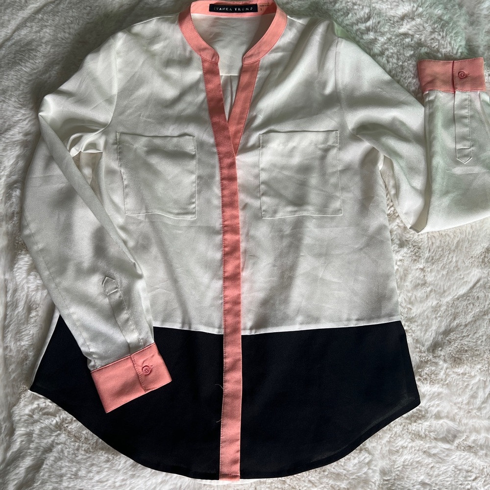 Ivanka Trump Cream and Pink Blouse